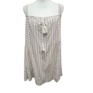 Gilli Striped Sundress Mini w/‎ Tassel 100% Cotton Size Medium NWT Beach Coastal